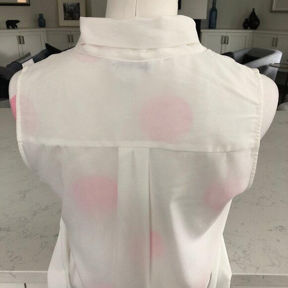 Calvin Klein Sleeveless Loop Tie Lined Blouse in Polyester Blend Off White Sz S - Picture 6 of 11